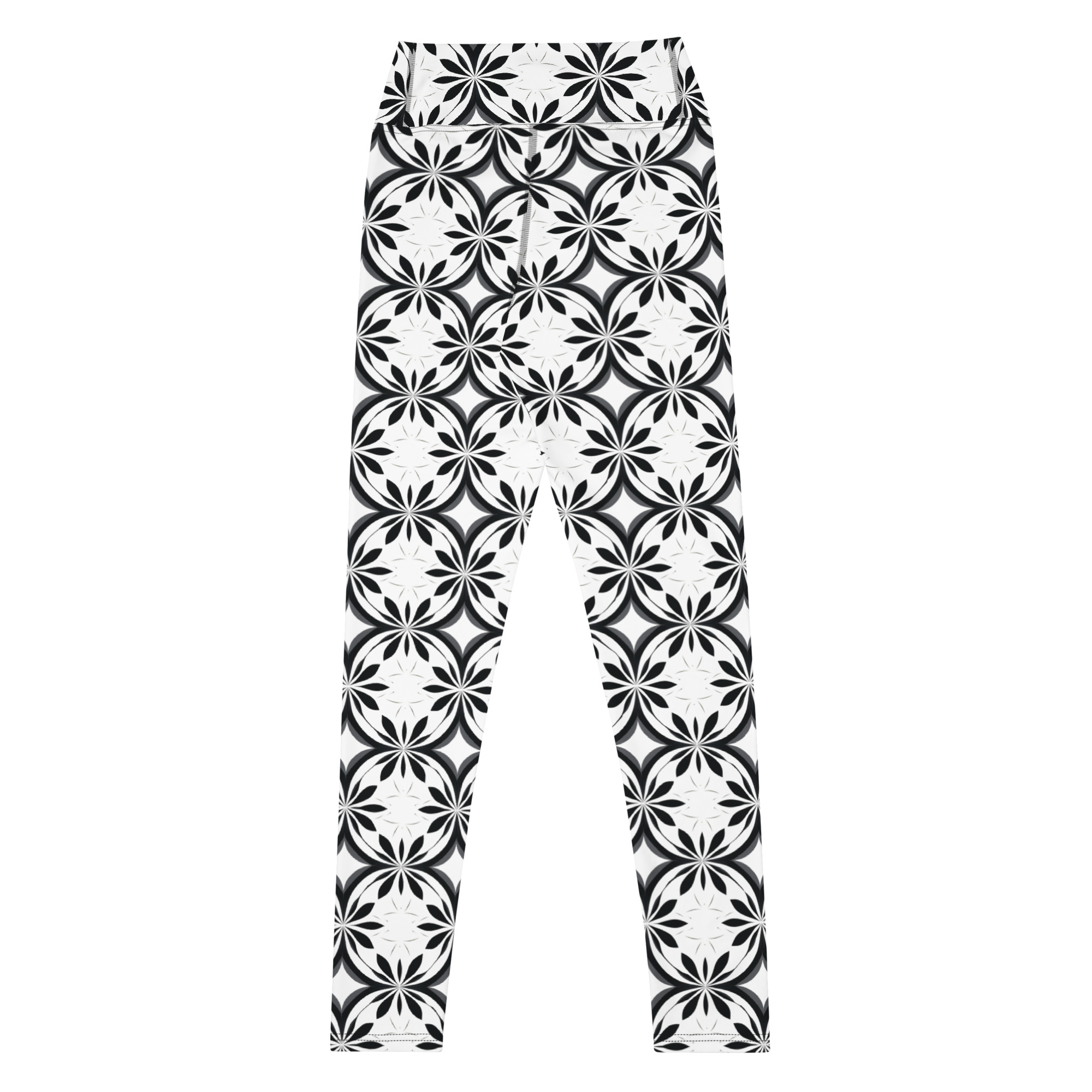 Retro Black & White Floor Tile Leggings - Image 4