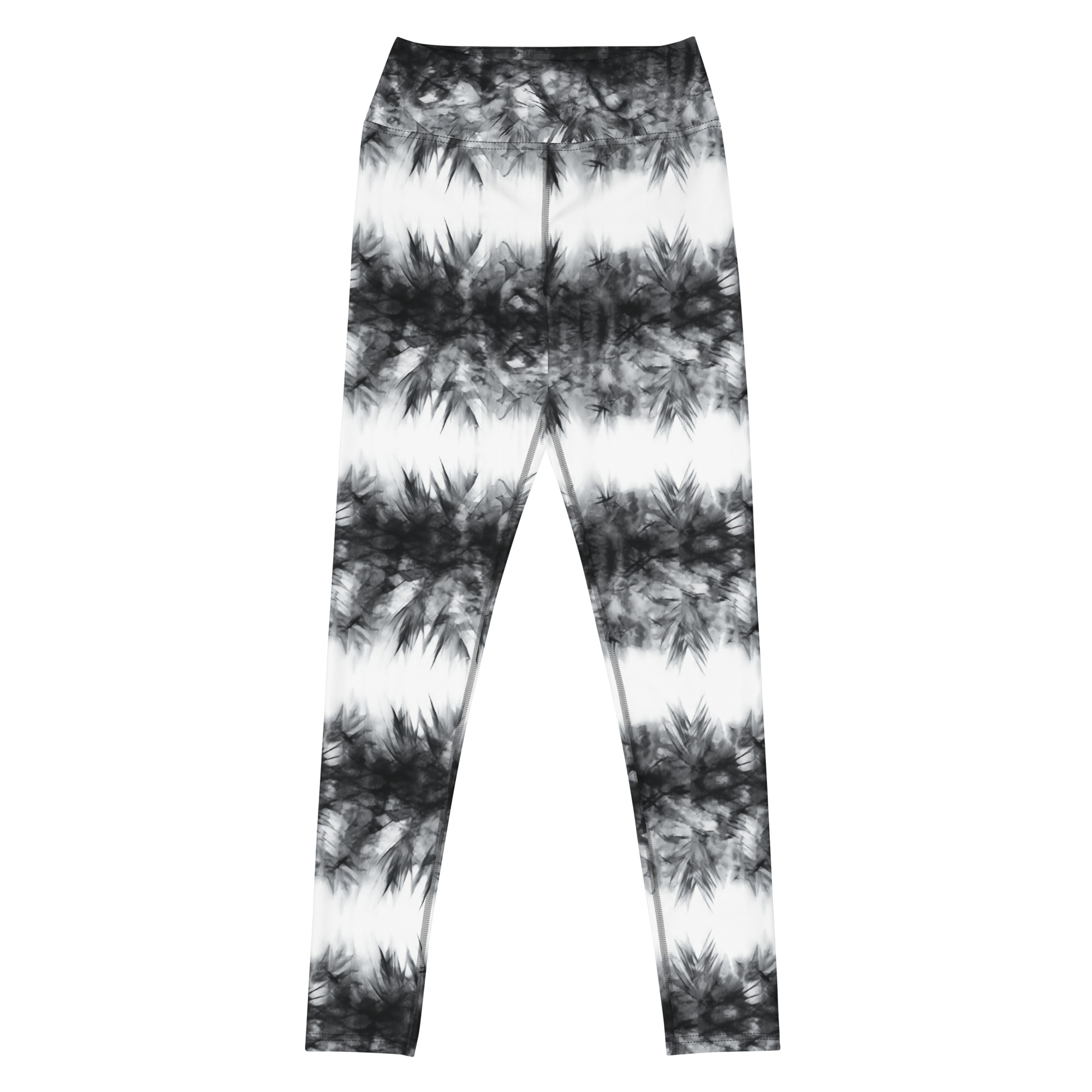 Black & White Tie Dye Stripes Leggings - Image 3