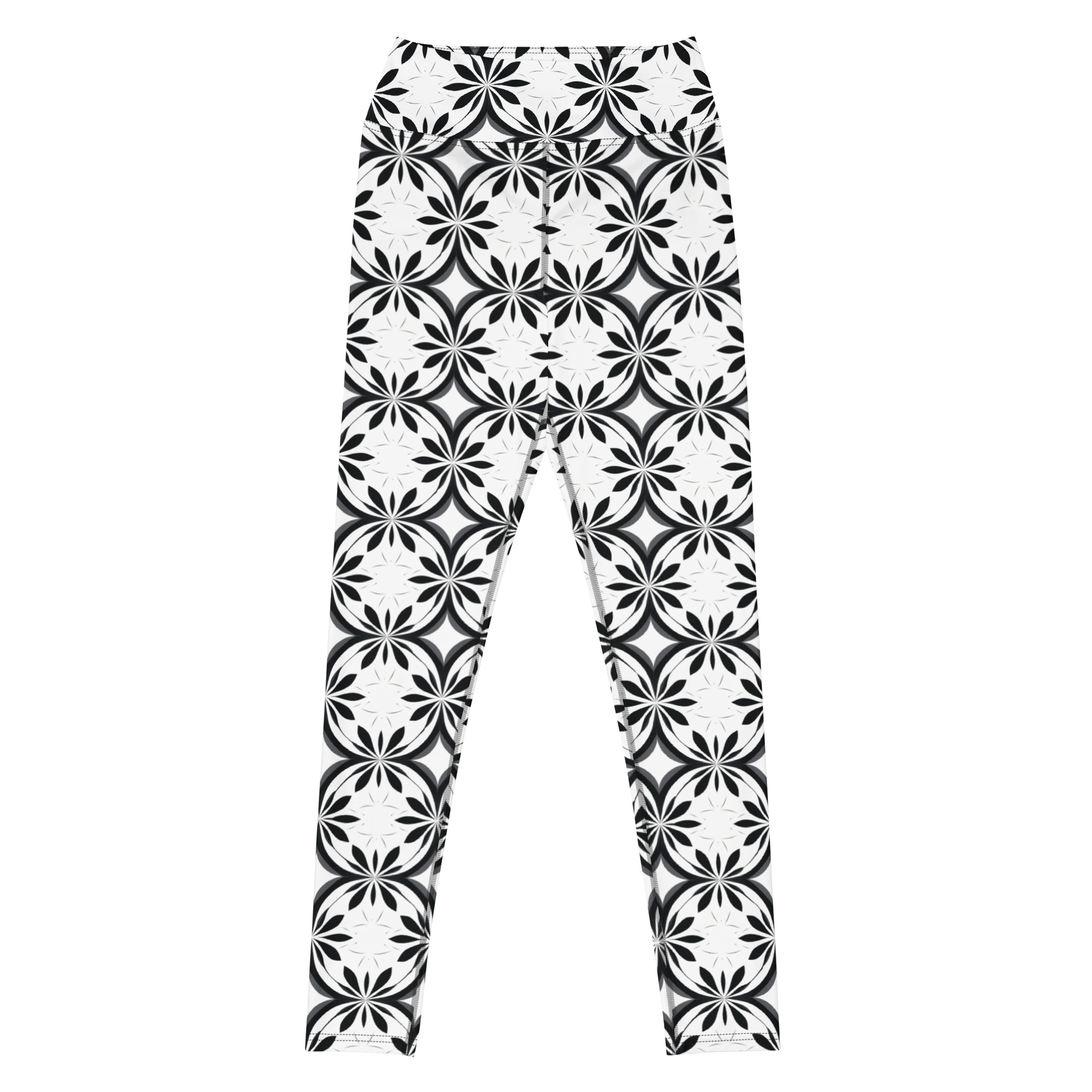 Retro Black & White Floor Tile Leggings - Image 3