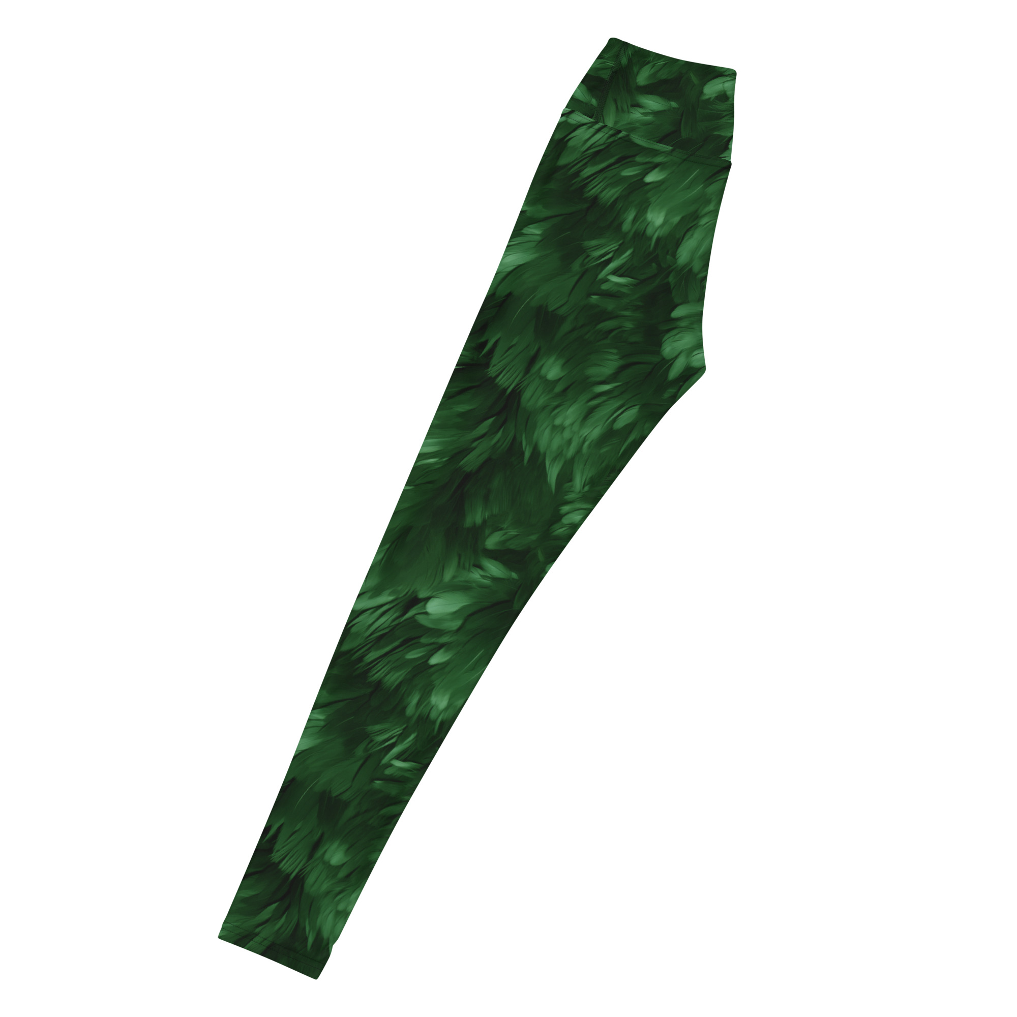 Dark Green Fluffy Feathers Leggings - Image 5
