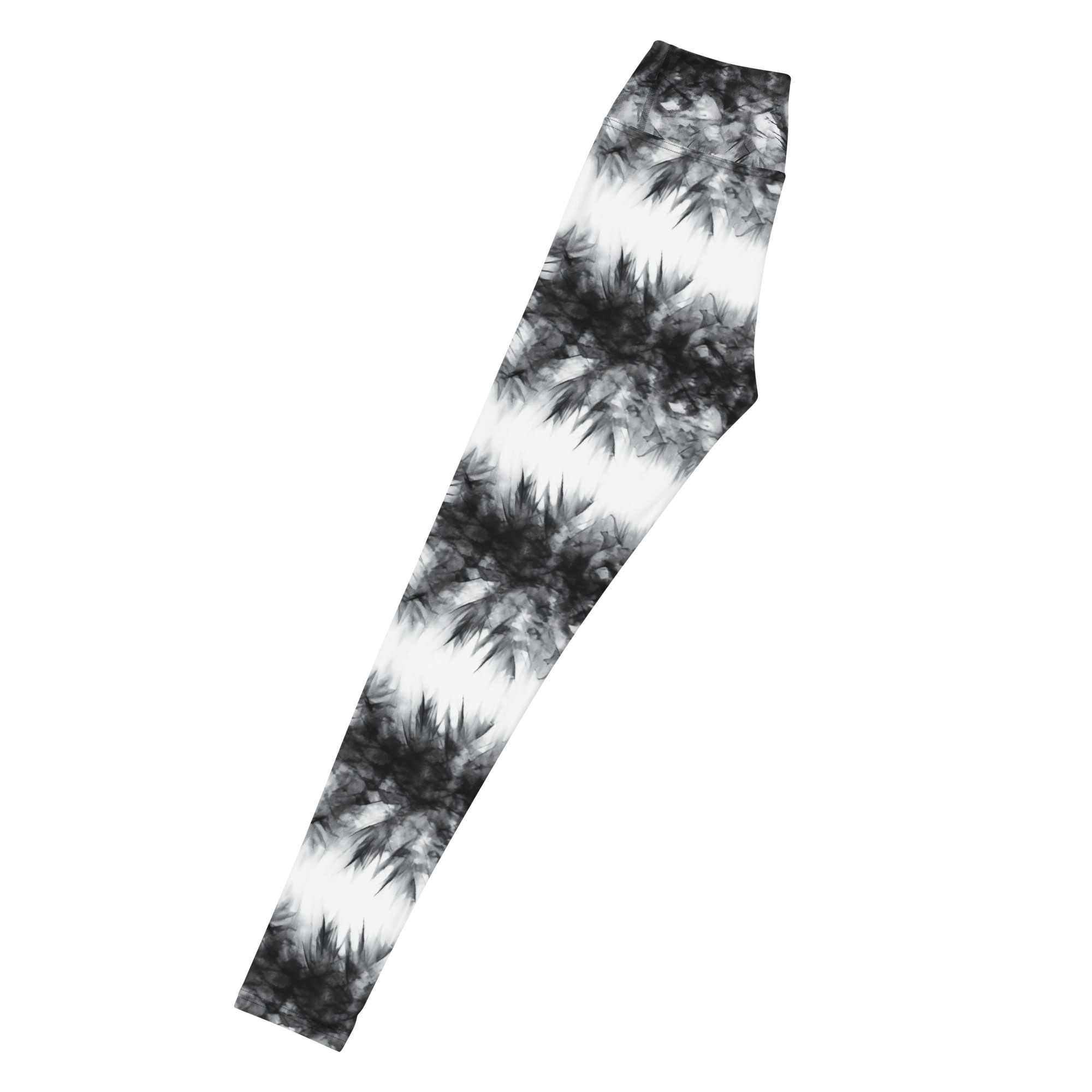 Black & White Tie Dye Stripes Leggings - Image 5