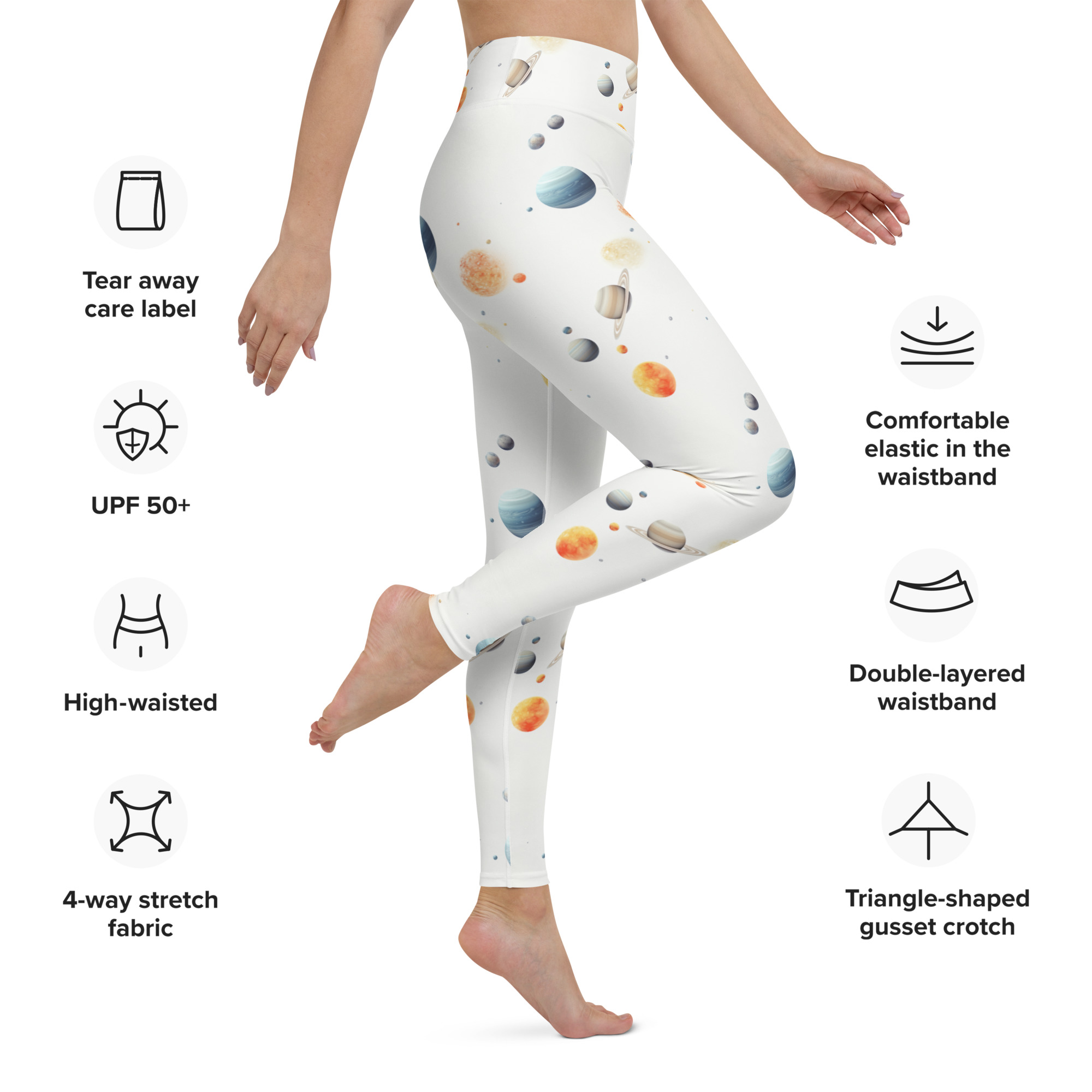 Planets In A White Sky Leggings - Image 2