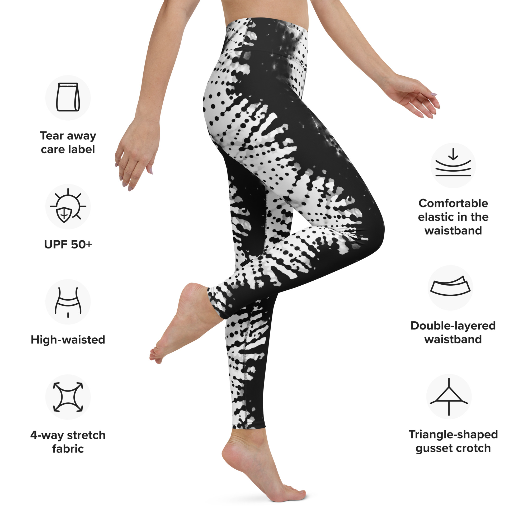 Black & White Ink Stripes Leggings - Image 2