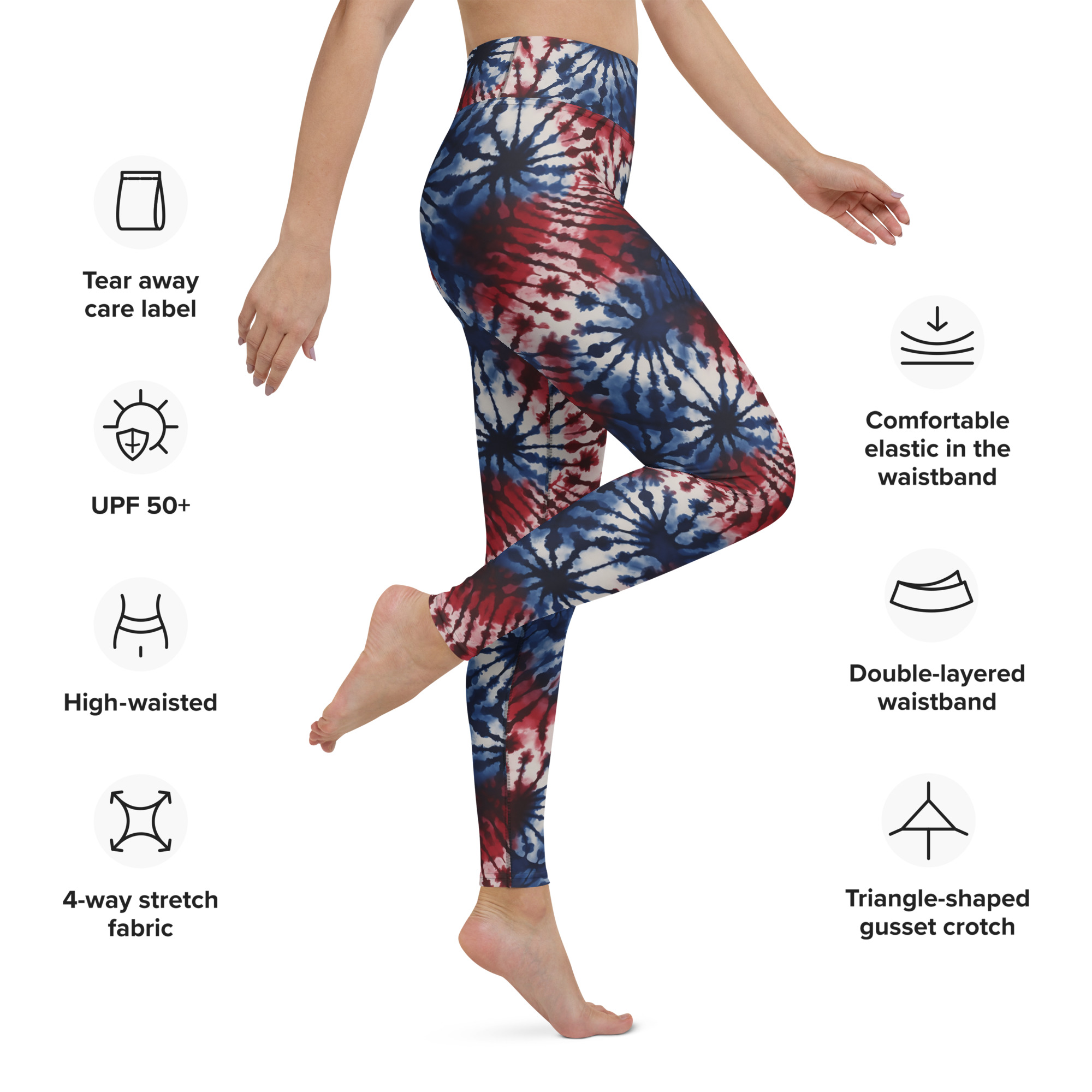Red White & Blue Tie Dye Leggings - Image 2