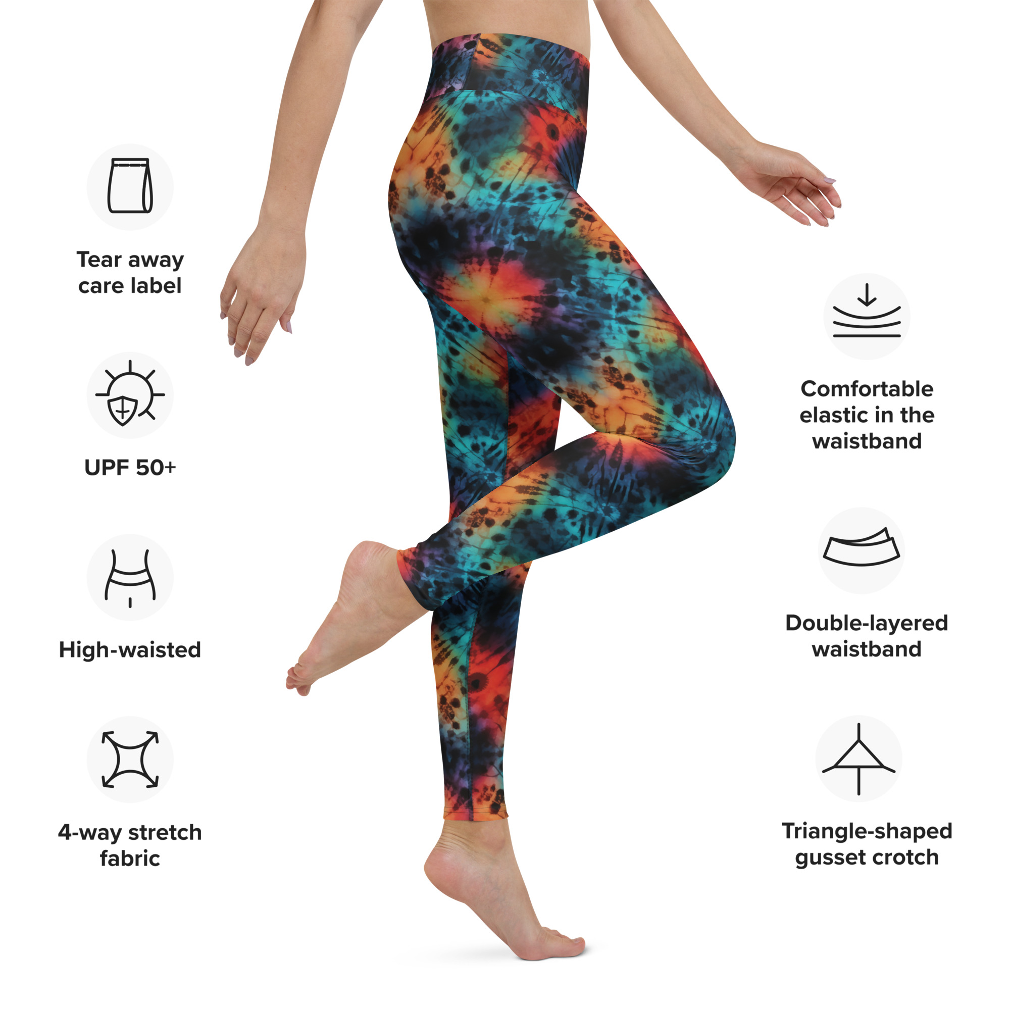Dark Rainbow Tie Dye Leggings - Image 2