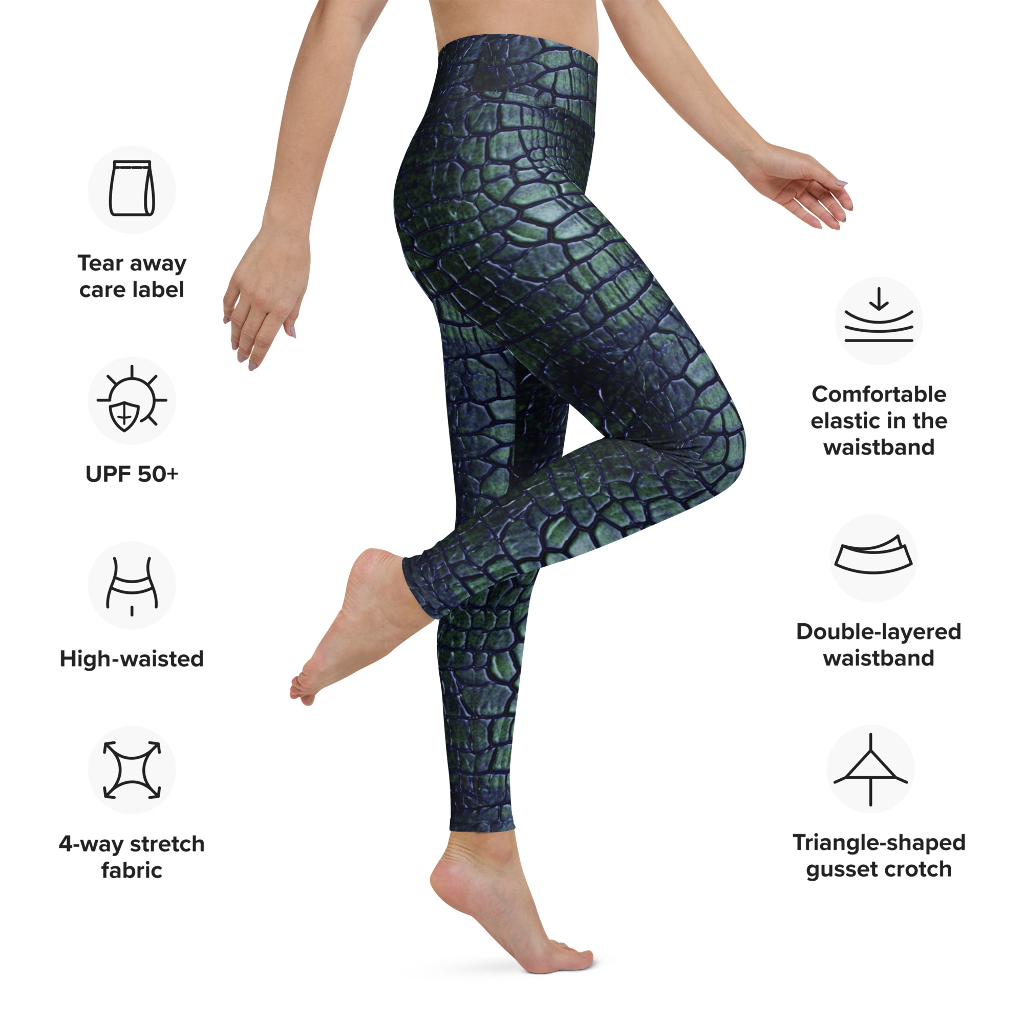 Purple & Green Crocodile or Alligator Leggings - Image 2