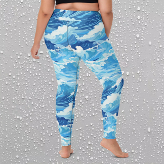 Anime Ocean Waves Leggings