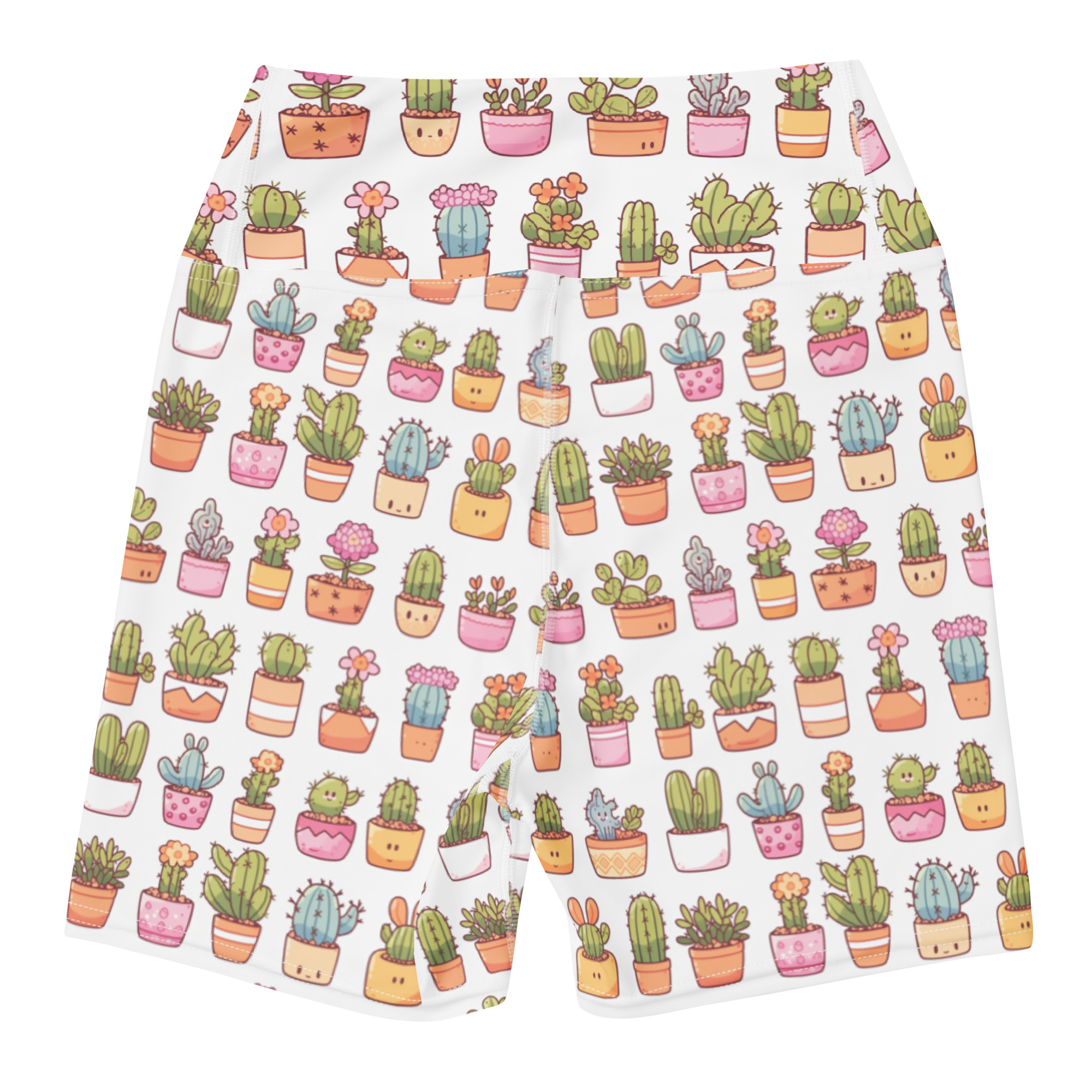 Tiny Cute Cactus Garden Yoga Shorts - Image 4