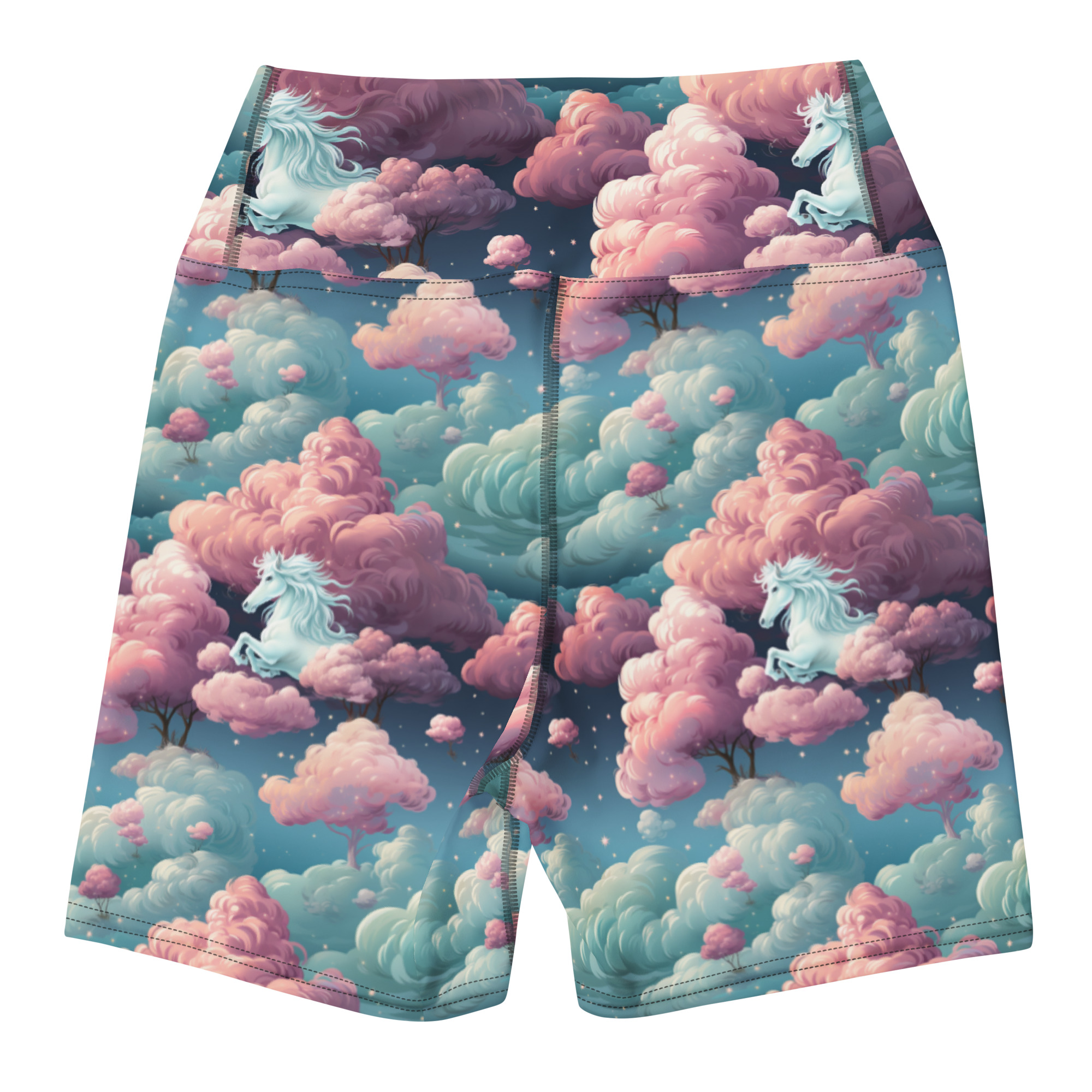 Horses In The Sky With Trees Yoga Shorts - Image 4