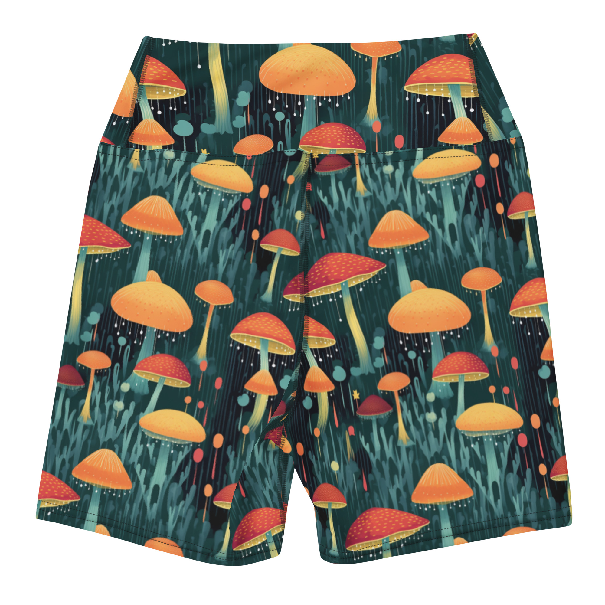 Magical Forest Mushrooms Yoga Shorts - Image 4