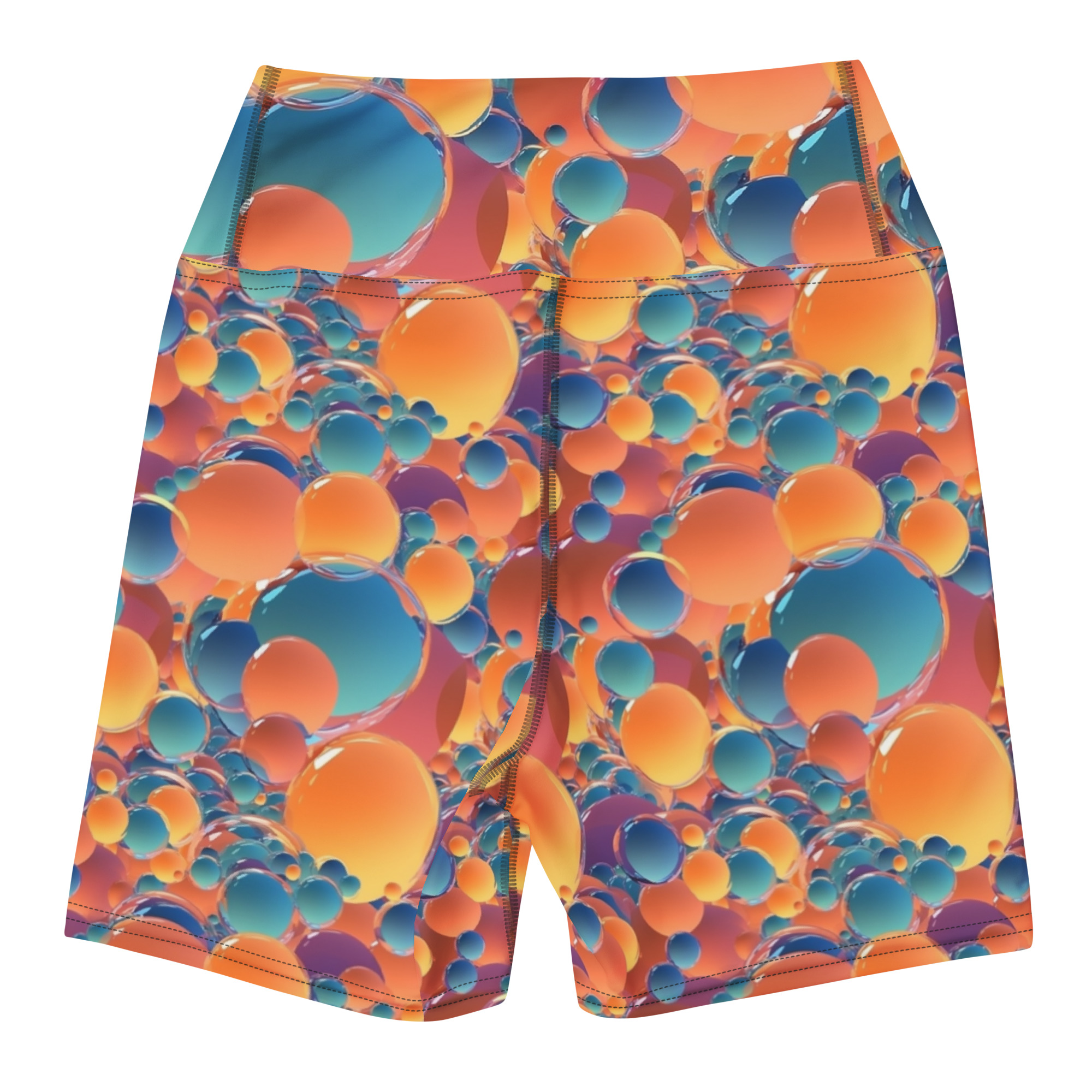 Blue & Orange Bubbles Yoga Shorts - Image 4