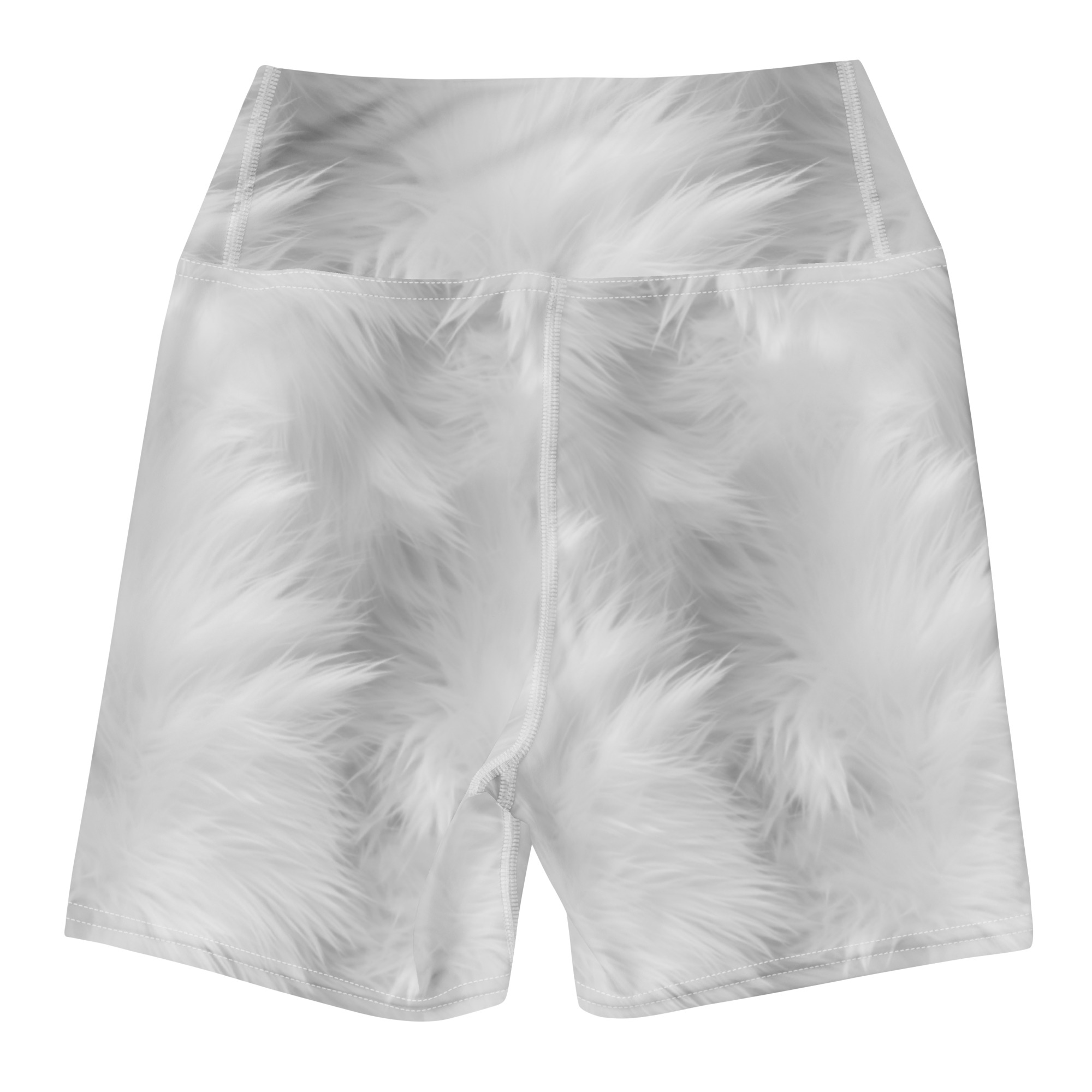 White Fluffy Fur Yoga Shorts - Image 4
