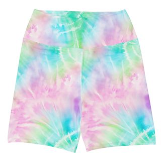 Circular Rainbow Pastel Tie Dye Yoga Shorts