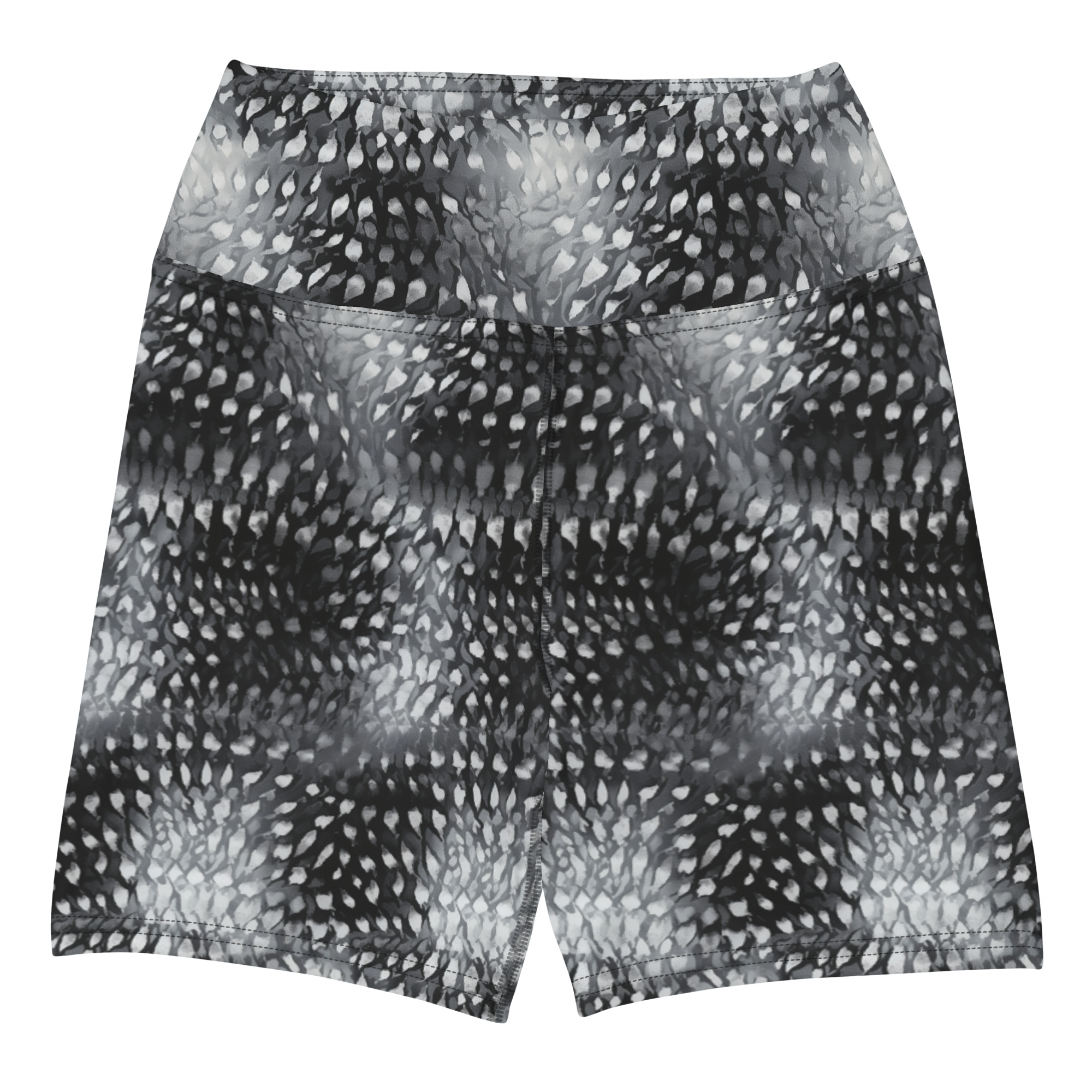 Black & White Batik Tie Dye Orbs Yoga Shorts