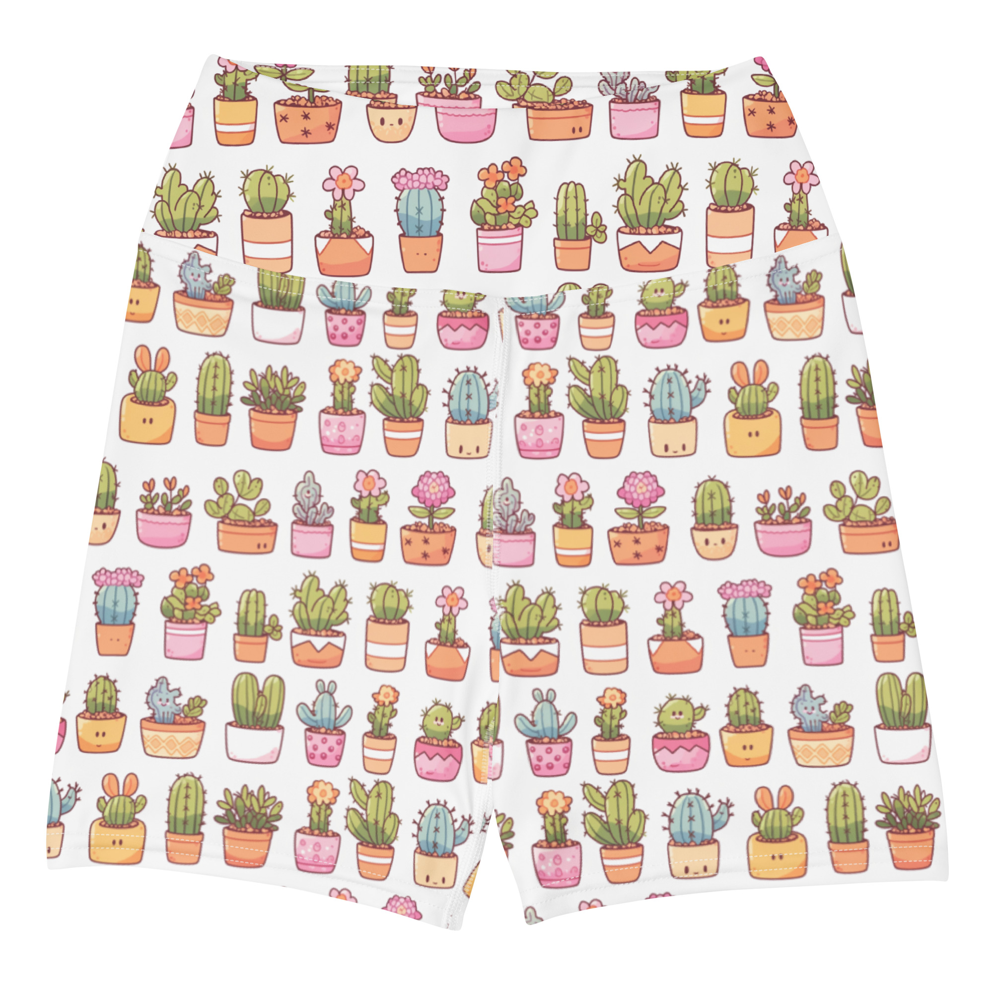 Tiny Cute Cactus Garden Yoga Shorts