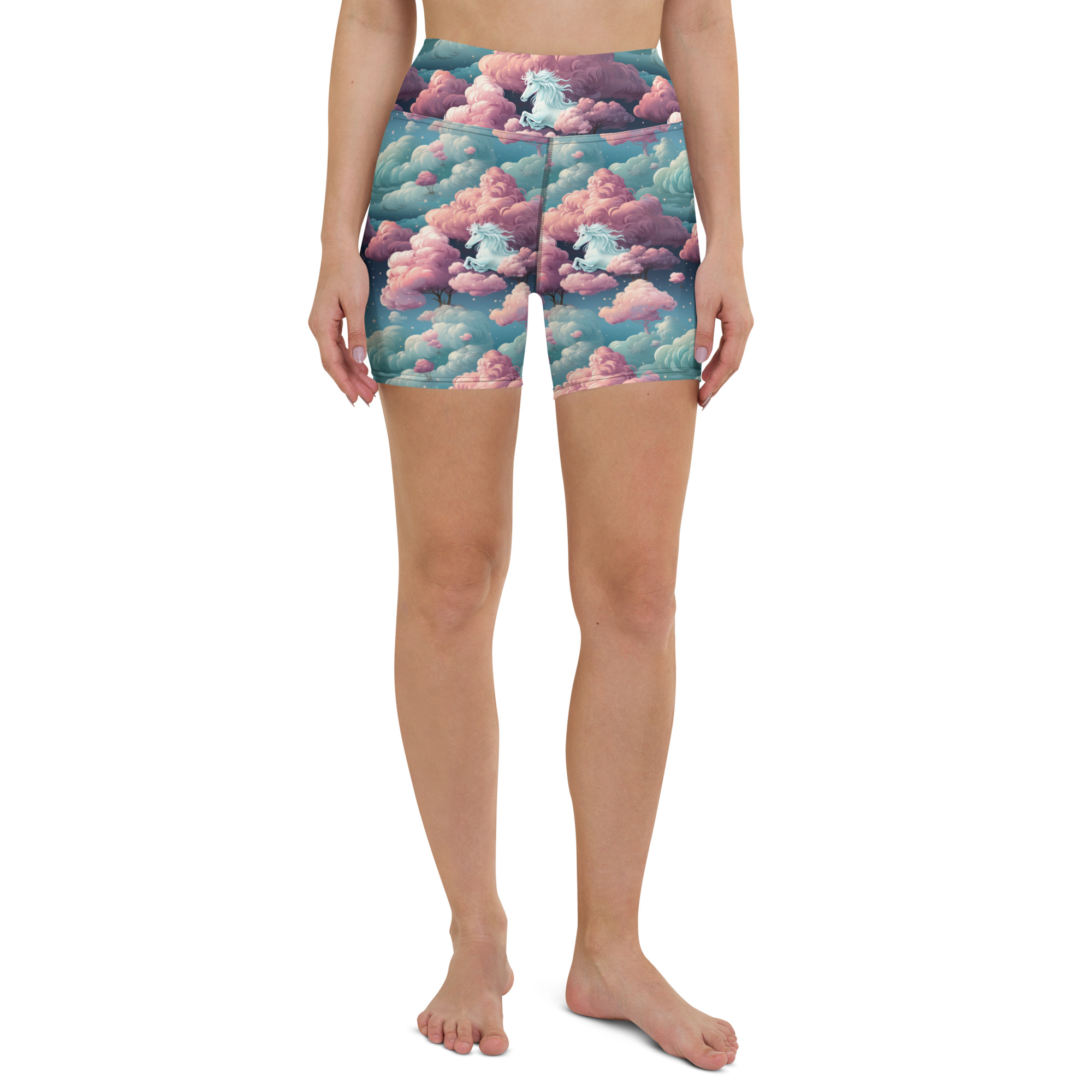 Horses In The Sky With Trees Yoga Shorts - Image 3