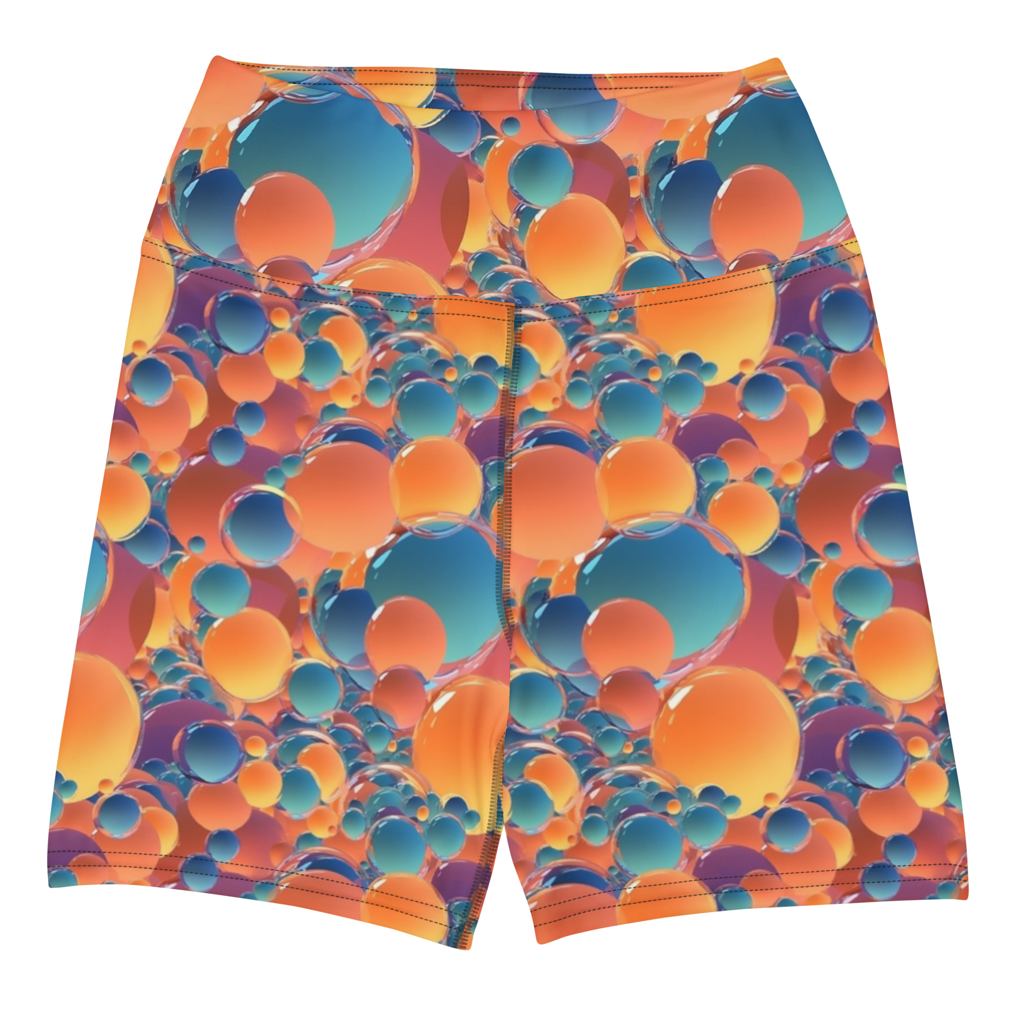 Blue & Orange Bubbles Yoga Shorts