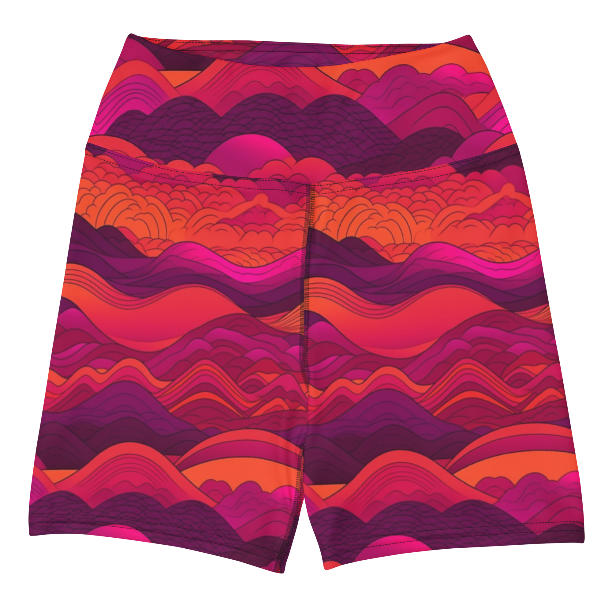 Purple, Orange, & Magenta Hills Yoga Shorts