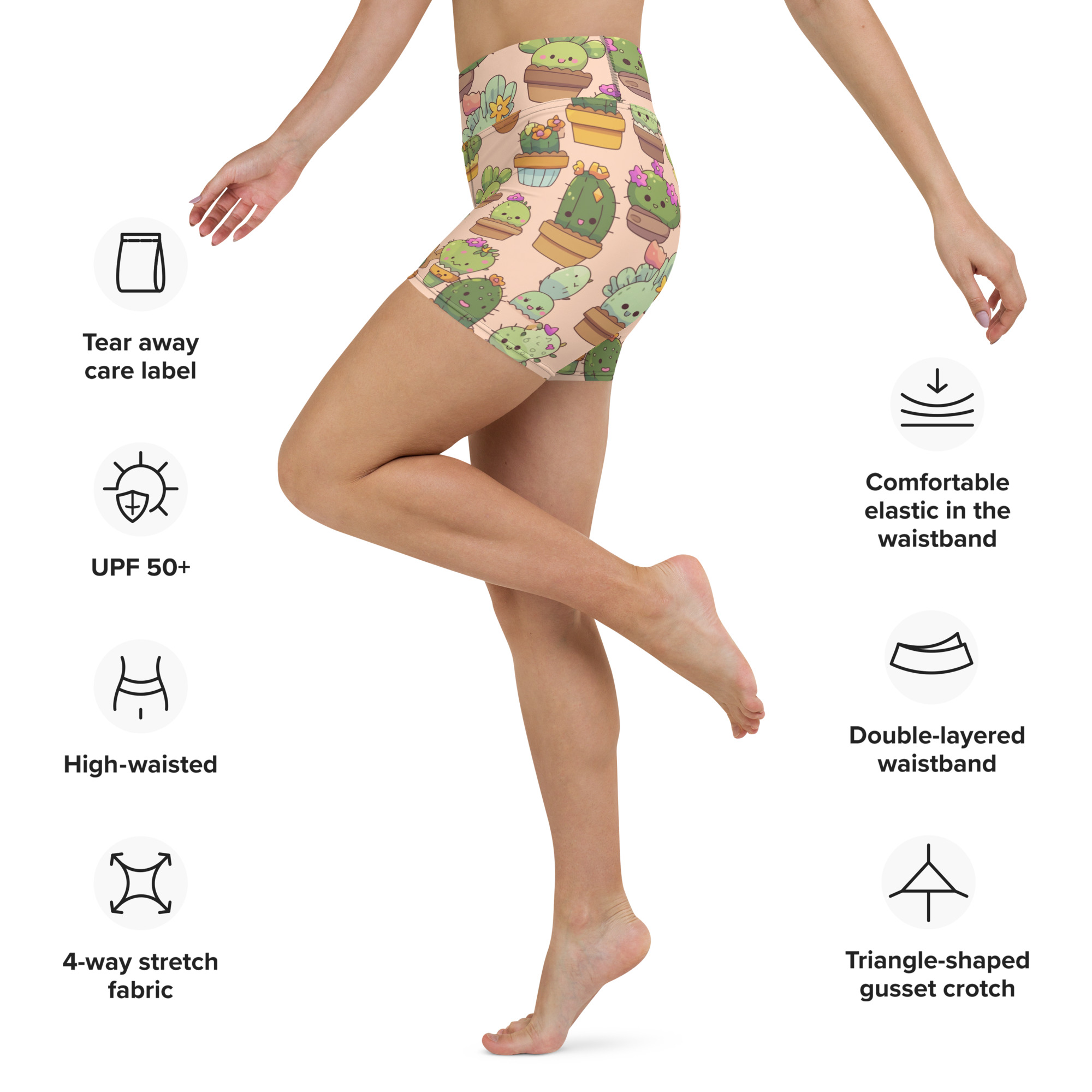 Happy Cacti Yoga Shorts - Image 2