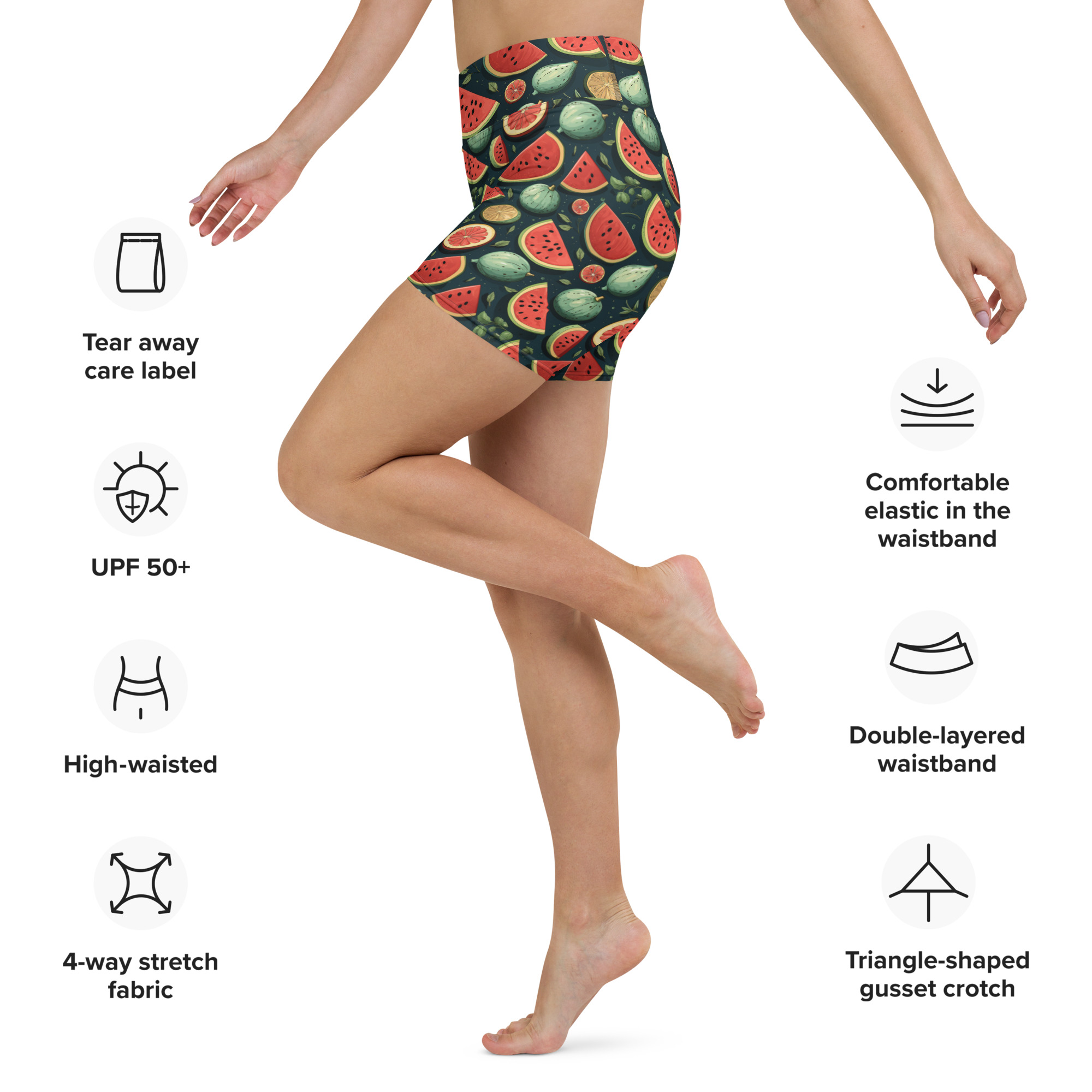 Watermelon & Citrus Yoga Shorts - Image 2