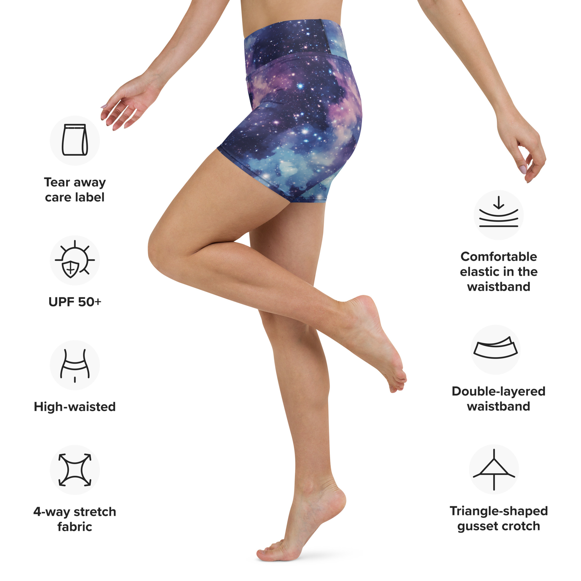 Space Nebulas Yoga Shorts - Image 2