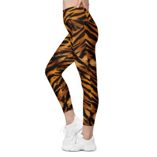 Tiger Print High Waisted Leggings With Pockets