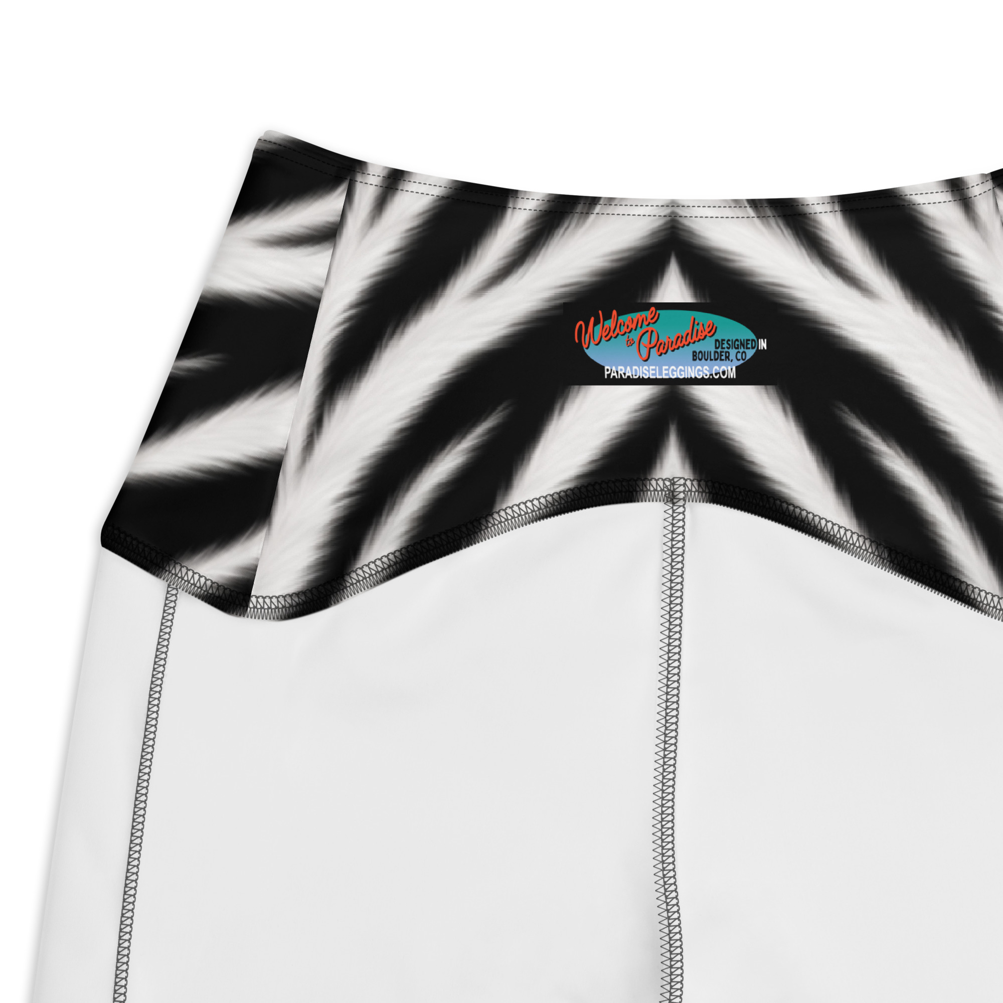 White Tiger or Zebra Stripe High Waisted Leggings With Pockets - Image 4